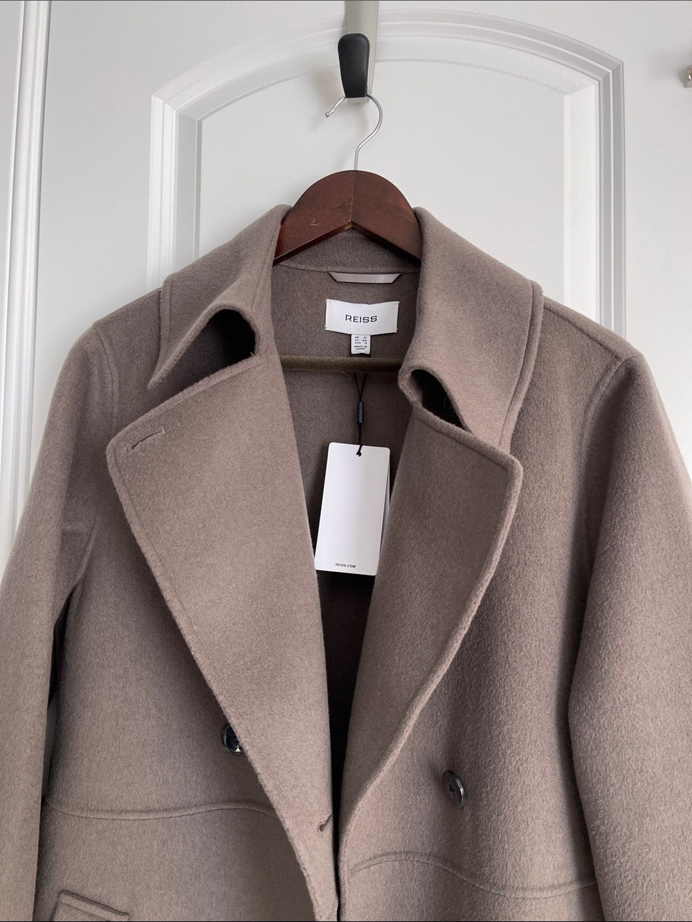 NWT Reiss Luna Double Breasted Wool Coat Mink - Picture 4 of 9